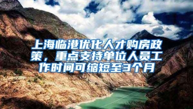 上海临港优化人才购房政策，重点支持单位人员工作时间可缩短至3个月