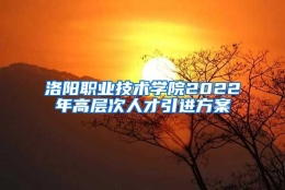 洛阳职业技术学院2022年高层次人才引进方案