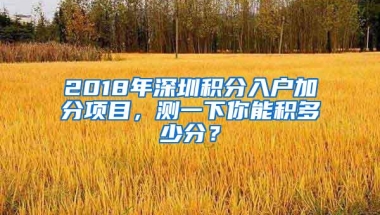 2018年深圳积分入户加分项目，测一下你能积多少分？