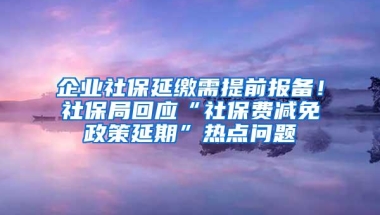 企业社保延缴需提前报备！社保局回应“社保费减免政策延期”热点问题