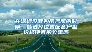 在深圳没有购房名额的时候，能选择位置配套户型价格便宜的公寓吗