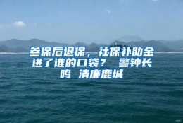 参保后退保，社保补助金进了谁的口袋？ 警钟长鸣 清廉鹿城