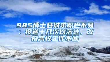 985博士县城求职也不易：投递十几次均落选，改投高校工作不断