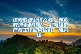 探索数据知识产权，逐步取消专利补贴，上海知识产权工作如何做好“加减法”