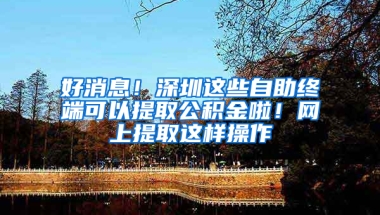 好消息！深圳这些自助终端可以提取公积金啦！网上提取这样操作