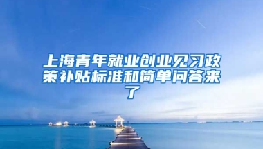 上海青年就业创业见习政策补贴标准和简单问答来了