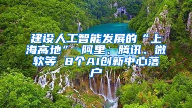 建设人工智能发展的“上海高地” 阿里、腾讯、微软等 8个AI创新中心落户