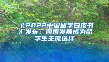 《2022中国留学白皮书》发布：回国发展成为留学生主流选择