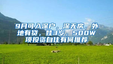 9月可入深户，深无房，外地有贷，娃3岁，500W项投资自住有何推荐