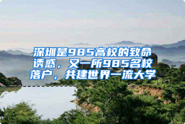 深圳是985高校的致命诱惑，又一所985名校落户，共建世界一流大学