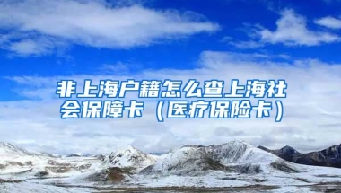 非上海户籍怎么查上海社会保障卡（医疗保险卡）