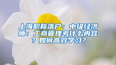 上海职称落户：中级经济师：工商管理考什么内容？如何高效学习？