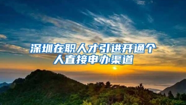 深圳在职人才引进开通个人直接申办渠道