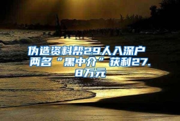 伪造资料帮29人入深户 两名“黑中介”获利27.8万元