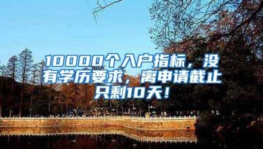 10000个入户指标，没有学历要求，离申请截止只剩10天！