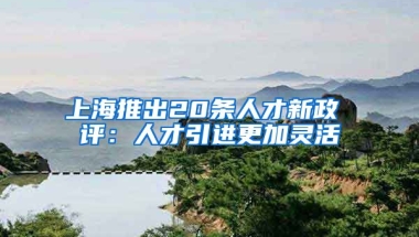 上海推出20条人才新政 评：人才引进更加灵活