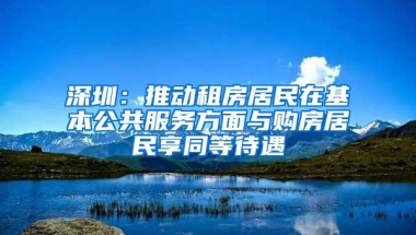 深圳：推动租房居民在基本公共服务方面与购房居民享同等待遇