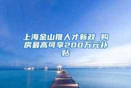 上海金山推人才新政 购房最高可享200万元补贴