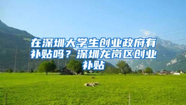 在深圳大学生创业政府有补贴吗？深圳龙岗区创业补贴