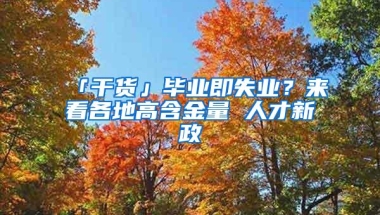 「干货」毕业即失业？来看各地高含金量 人才新政