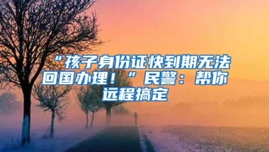 “孩子身份证快到期无法回国办理！”民警：帮你远程搞定