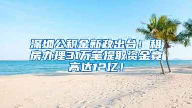 深圳公积金新政出台！租房办理31万笔提取资金竟高达12亿！