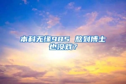 本科无缘985 熬到博士也没戏？