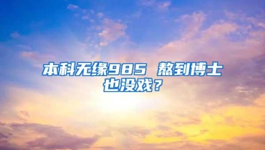 本科无缘985 熬到博士也没戏？