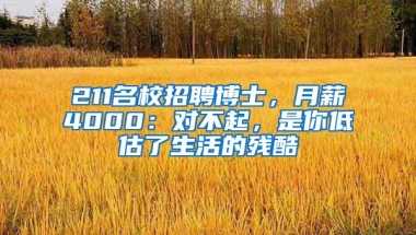 211名校招聘博士，月薪4000：对不起，是你低估了生活的残酷