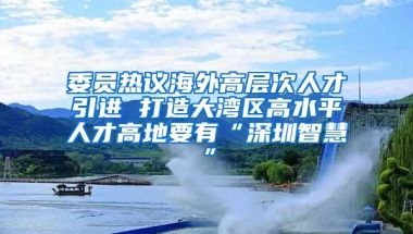 委员热议海外高层次人才引进 打造大湾区高水平人才高地要有“深圳智慧”