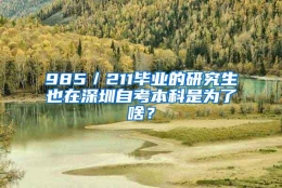 985／211毕业的研究生也在深圳自考本科是为了啥？