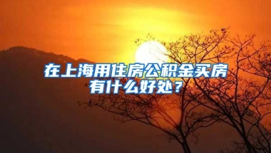 在上海用住房公积金买房有什么好处？