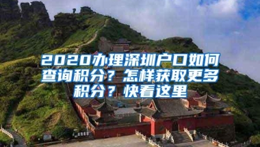 2020办理深圳户口如何查询积分？怎样获取更多积分？快看这里