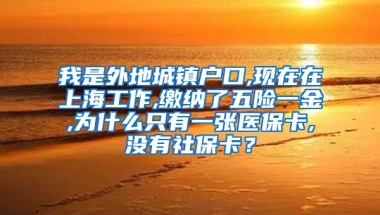 我是外地城镇户口,现在在上海工作,缴纳了五险一金,为什么只有一张医保卡,没有社保卡？