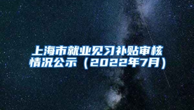 上海市就业见习补贴审核情况公示（2022年7月）