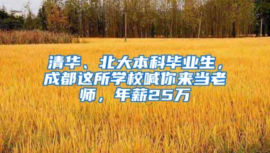 清华、北大本科毕业生，成都这所学校喊你来当老师，年薪25万