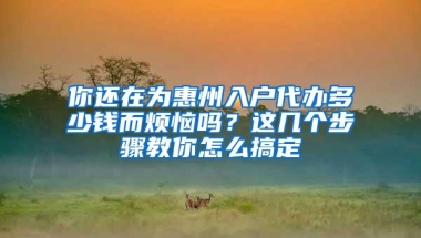 你还在为惠州入户代办多少钱而烦恼吗？这几个步骤教你怎么搞定