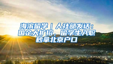 海滨留学｜人社部发话：国企大扩招，留学生入职秒拿北京户口