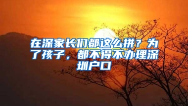 在深家长们都这么拼？为了孩子，都不得不办理深圳户口