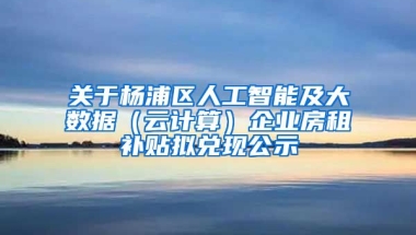 关于杨浦区人工智能及大数据（云计算）企业房租补贴拟兑现公示