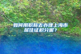 如何用职称去办理上海市居住证积分呢？