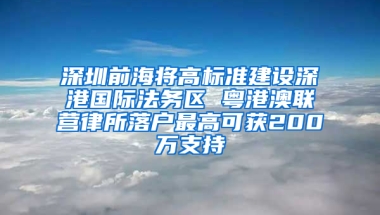 深圳前海将高标准建设深港国际法务区 粤港澳联营律所落户最高可获200万支持