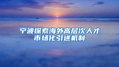 宁波探索海外高层次人才市场化引进机制