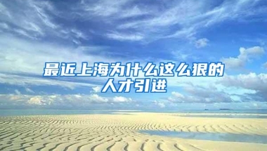 最近上海为什么这么狠的人才引进