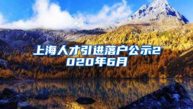 上海人才引进落户公示2020年6月