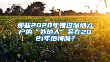 那些2020年错过深圳入户的“外地人”会在2021年后悔吗？