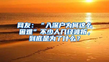 网友：“入深户为何这么困难”不少人几经波折，到底是为了什么？