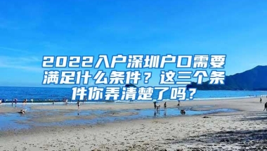 2022入户深圳户口需要满足什么条件？这三个条件你弄清楚了吗？