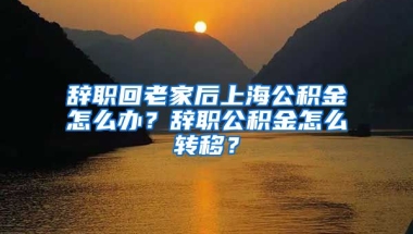 辞职回老家后上海公积金怎么办？辞职公积金怎么转移？