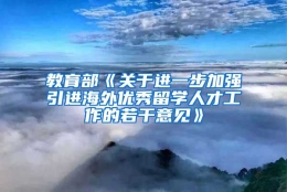 教育部《关于进一步加强引进海外优秀留学人才工作的若干意见》